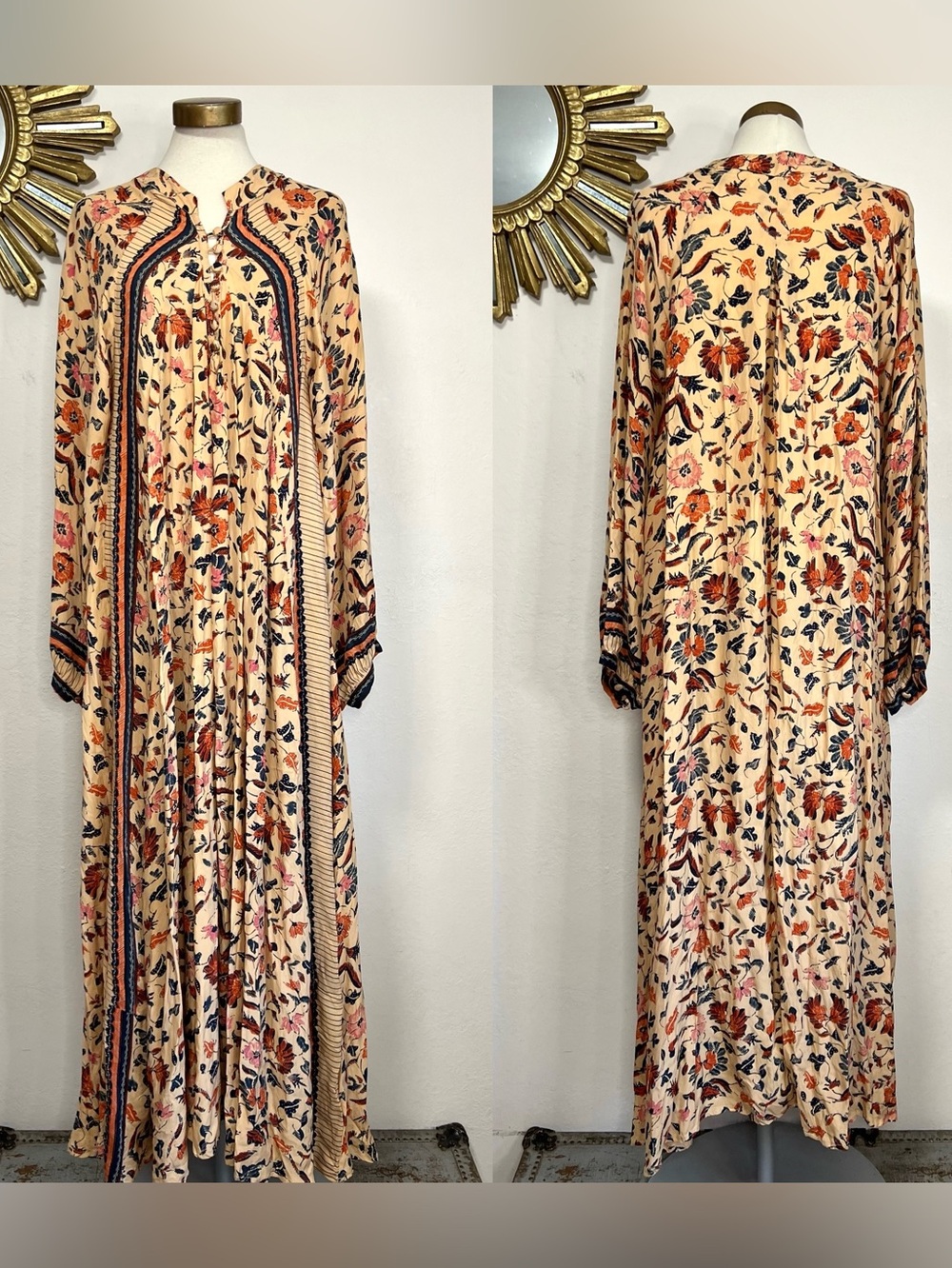Natalie Martin Fiore Silk Maxi Dress Wildflower Oyster Print